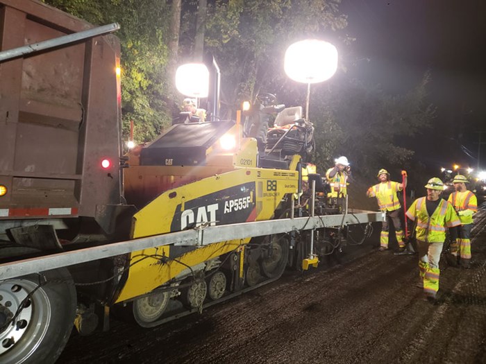 paving at night