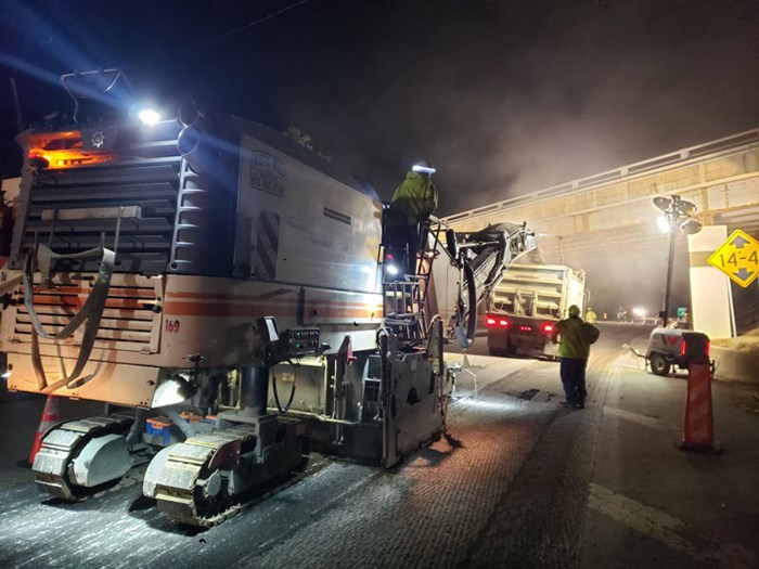 paving at night