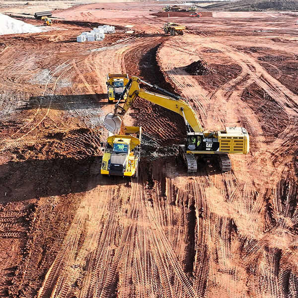 Excavator moving big dirt