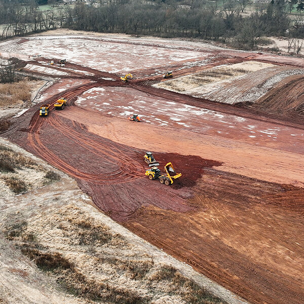 Aerial view of big dirt moving
