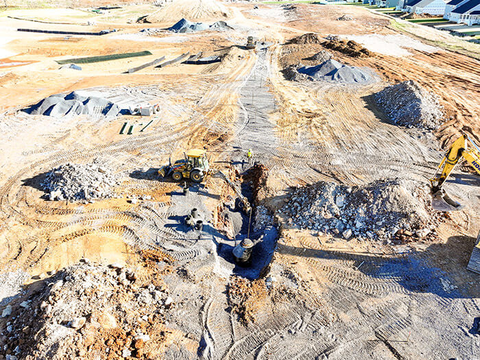 Aerial view of green lane meadows